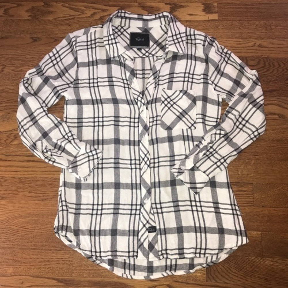 Rails black and white striped button down top XS